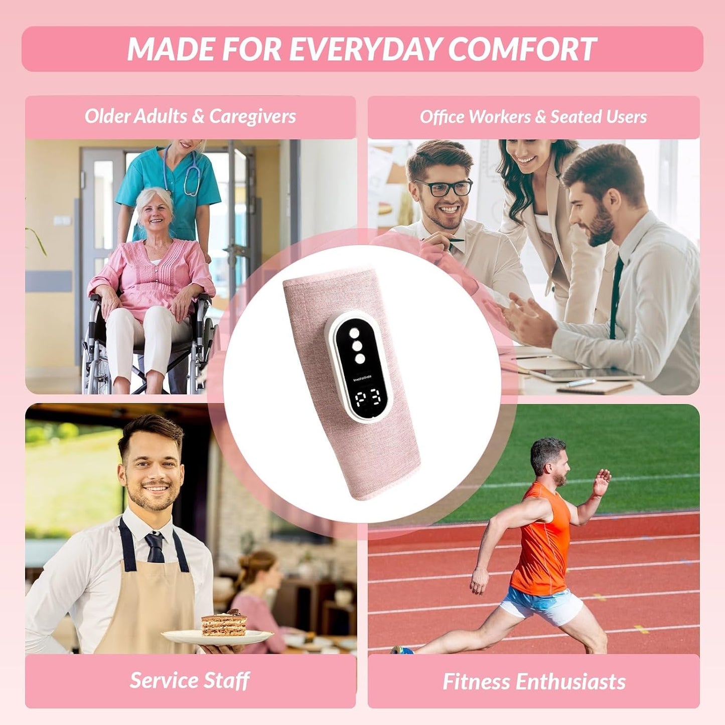 Air Compression Leg Massager, Cordless with Heat, 3 Modes & 3 Intensity Levels, Rechargeable Leg Compression Wraps for Calves and Arms, Portable Relaxation Gift for Home Use, Pair (Grey)
