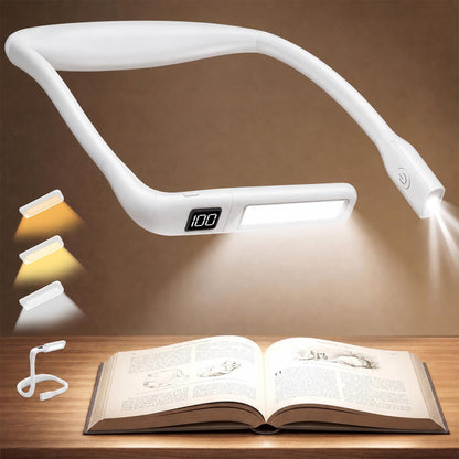 Reading Light Book Lovers Gifts: Upgraded Neck Light with Power Display & Timer, 80Hrs Rechargeable Book Lights for Reading at Night,Birthday Gifts for Readers Women, Knitting Crochet Accessories