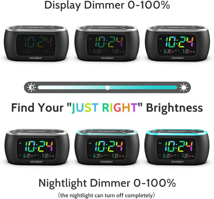 HOUSBAY Digital Alarm Clock Radio for Bedrooms with Night Light