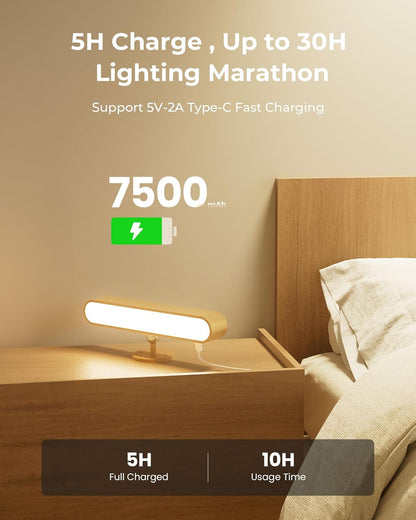 PopoIron Rechargeable LED Wall Sconces Set of Two,Wall Lights for Bedroom with Remote Control and Touch,360° Magnetic Rotation,3 Colors Dimmable Brightness Wood Wall Lamps with 15 RGB Colors,2 Pack