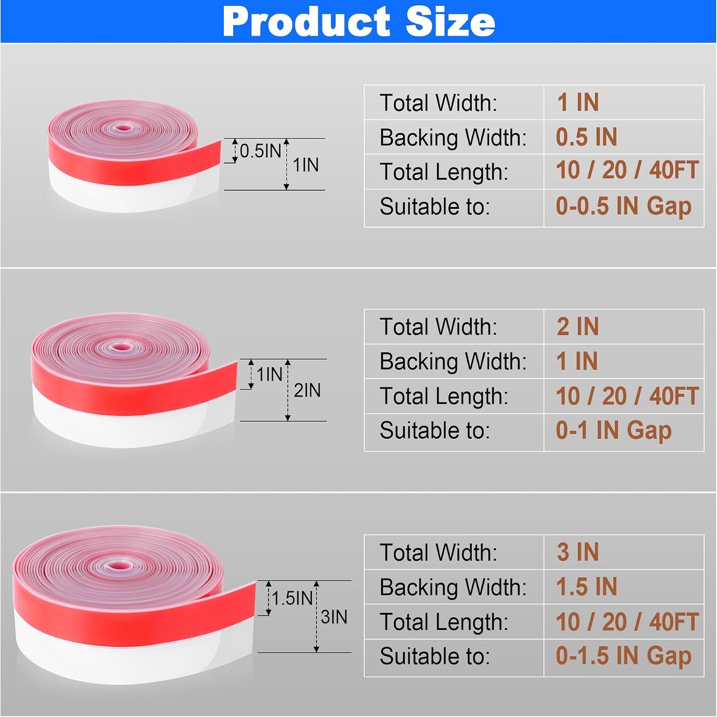 ToLanbbt Weather Stripping Silicone Door Seal Strip 2 in x 10 ft Door Draft Stopper Self Adhesive Tape, Side & Bottom Gaps Insulation Seal for Glass Shower Sliding Window, Black