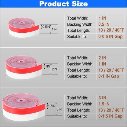 ToLanbbt Weather Stripping Silicone Door Seal Strip 2 in x 10 ft Door Draft Stopper Self Adhesive Tape, Side & Bottom Gaps Insulation Seal for Glass Shower Sliding Window, Black