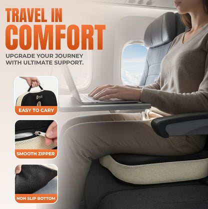 Patented 55D Orthopedic Memory Foam Seat Cushion – Ergonomic Office Chair & Car Seat Cushion, Contoured Coccyx Pillow for Tailbone, Hip & Lower Back Comfort – Ideal for Home, Driving & Long Sitting