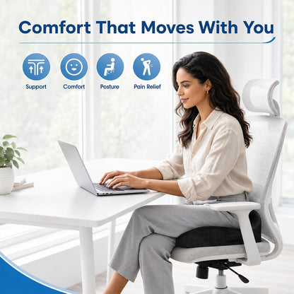 Memory Foam Seat Cushion for Office Chair & Car Seat, Black