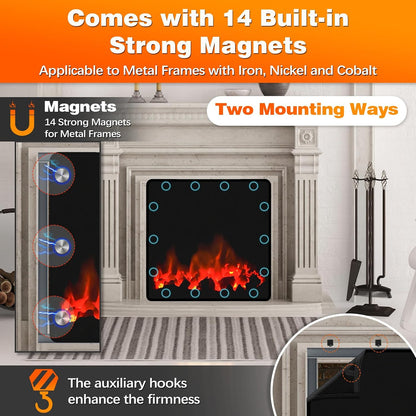 Magnetic Fireplace Cover, Fireplace Blocker Blanket Stops Heat Loss36"x32" | Indoor Fireplace Draft Stopper Cover Keep Drafts Out with Built-in 12 Strong Magnet for Iron Fire place Frame