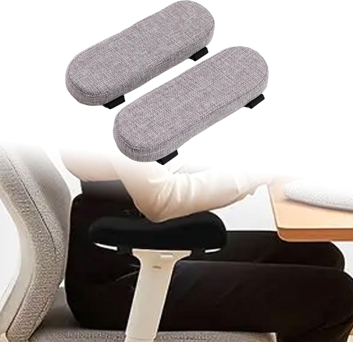 Office Chair Armrest Pad Elbow Cushion Thick Removable Cover Desk Chair Armrest Cushion Arm Padding for Recliners Sofa Home, Beige