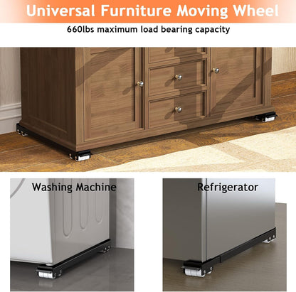 Ronlap Furniture Washing Machine Dolly Extendable Appliance Rollers, White | Heavy duty stand wheels for washing machine, refrigerator. Low profile mover dolly for washer and dryer, fridge & appliances