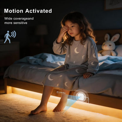 AXMOTUT Motion Sensor COB LED Strip Lights with Remote, 24V 9.84ft Natural White Dimmable LED Light Strips, High Bright 4000K LED Lights with Power Supply for Room, Kitchen, DIY Home Decoration