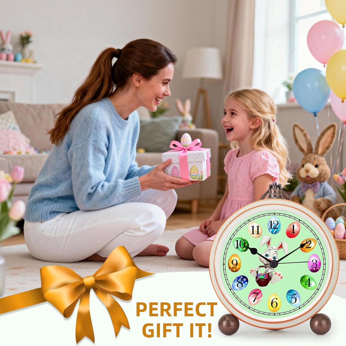 Maxspace 5.2in Analog Clock, Retro Silent Desk Clock Non-Ticking & Battery Operated with Quartz Movement,Clock Decor for Bedroom Living Room