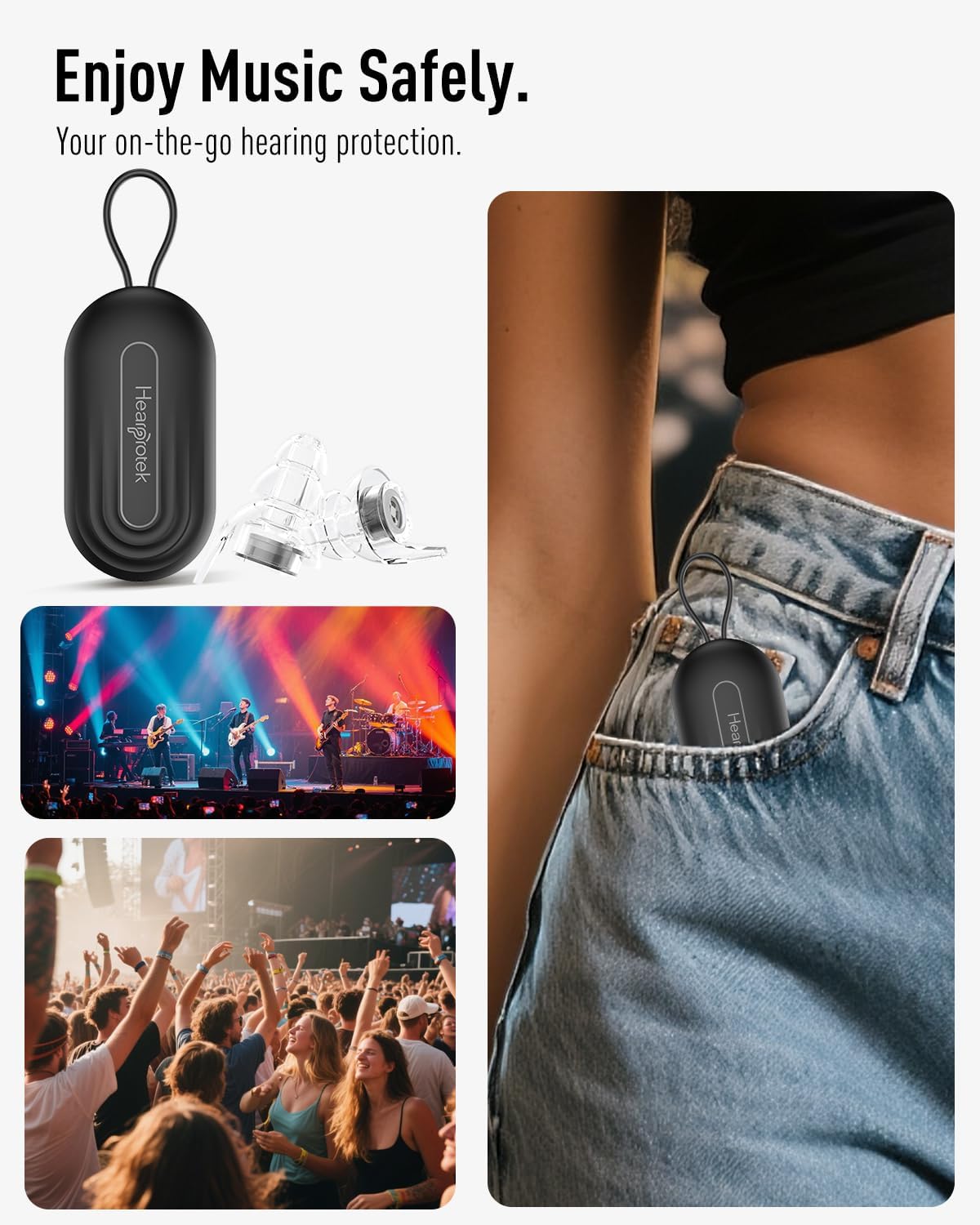 Hearprotek Concert Ear Plugs, 2Pairs Reusable high Fidelity Musician Ear Plugs for Concerts Loud Music-Noise Reduction Ear Protection earplugs for Rave,Festival,Music,Tinnitus Relief