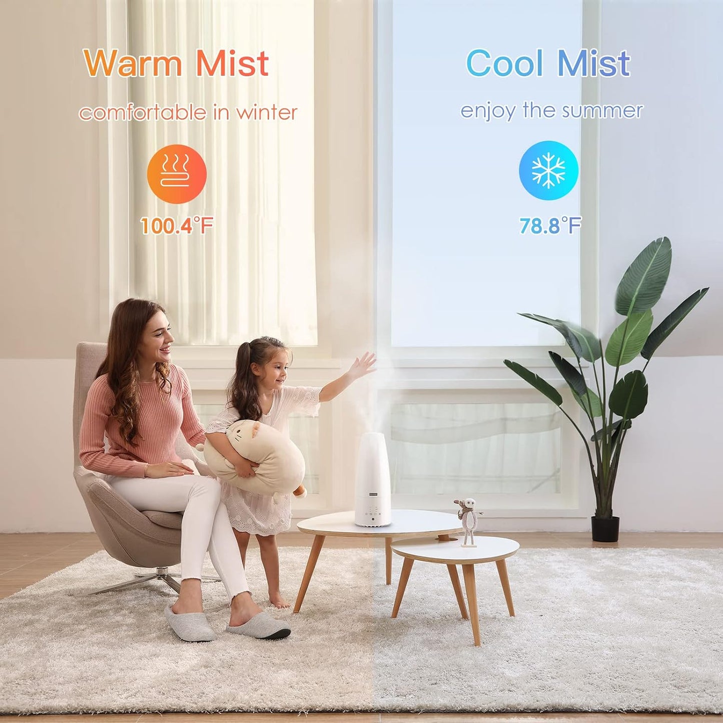 Cool Mist Humidifier，Elecameier Air humidifier for Home/Bedroom with Remote Control 2.3L Smart Air Humidifier for Desk/Office/Bedroom 25dB Whisper Quiet with Auto Shut off dark wood