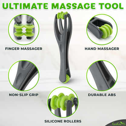 EcoEarth Finger & Hand Massager for Deep Tissue Comfort - Acupressure Massage Rollers for Arthritis, Carpal Tunnel, Stress & Pain Relief - Dual Sided Massage Therapy for Hands, Palm & Wrist