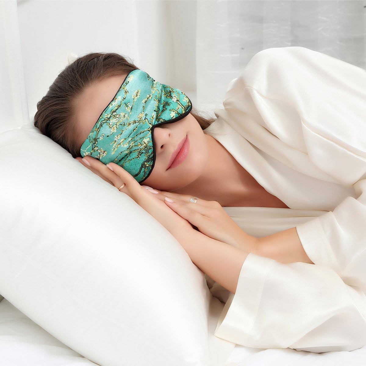 ALASKA BEAR Wraparound Style Organic Cotton Eye Mask with Padded Nose, Big Wide Headband and Large Coverage Ear Muff Sleeping Mask with Bottom Flap for Full Blackout, Dark Grey