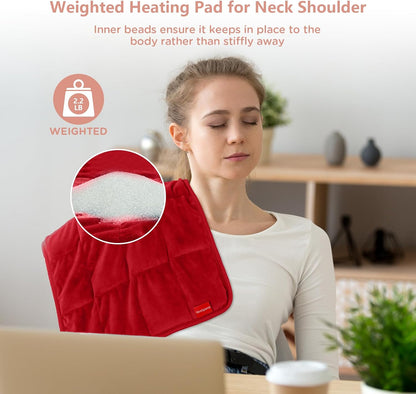 Comfytemp Weighted Heating Pad for Back & Period, FSA Eligible Electric Heat Pad, Birthday Gift for Women Men Mom Dad & Father Day Gifts, 2.2 lb HSA Neck Shoulder Heated Pad, 2H Auto-Off, 12x24, Blue