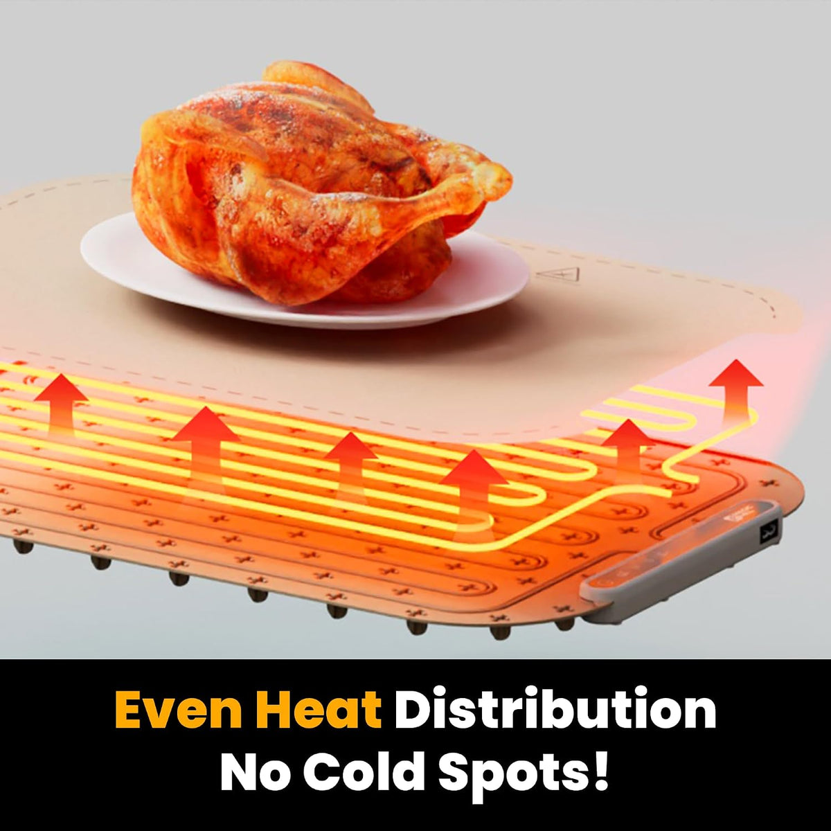 Magic Mill Warming Mat for Food - Premium XL Electric Warming Tray, 3 Temperature Levels, 10s Fast Heating Silicone Surface, Rollup Buffet Heat Pad, Non-Slip Feet, Ideal for Parties, Home, Travel