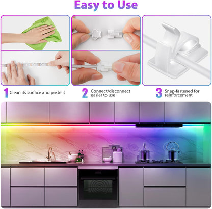 6Pcs Under Cabinet Lights Kit,Music Sync Color Changing LED Lights with RF Remote and APP,Dimmable Flexible Cabinet Lights,5V USB Under Cabinet LED Lighting for Counter Shelf Bookcase TV Back-6x1.64ft | Dimmable Flexible Music Sync Cabinet Lights,5V USB