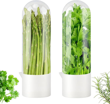 Fresh Herb Keeper, Acrylic Storage Container for Refrigerator, Storage for Herbs Airflow Optimized Lid - Triples Herb Life Vegetables for Fridge Fresh Herb Keeper Crisp Greenery (4)