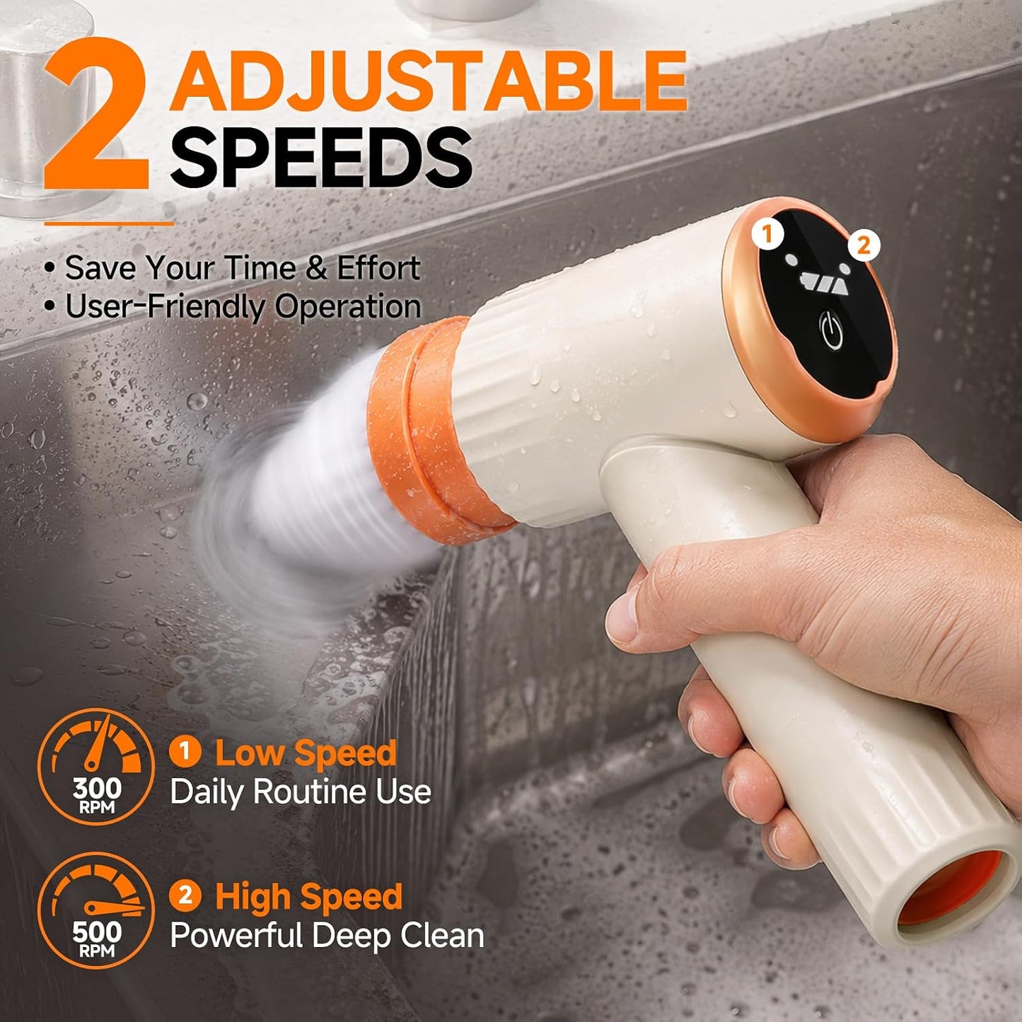 Electric Spin Scrubber,Cordless Shower Scrubber,Dual Speed | 6 Replaceable Brush Heads,Large Capacity Battery,4 Section Adjustable Handle,Cleaning Brush for Bathroom Shower Bathtub