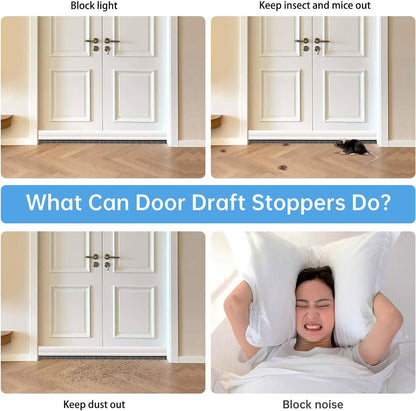 2 PCS Door Draft Stoppers with Brush, Door Sweep 2" W x 39" L White | Soundproof Door Sealer for Exterior/Interior Doors and Dust/Noise/Hot or Cold Air Insulation