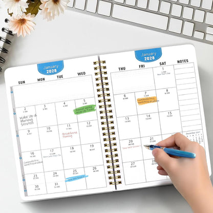 Undated Weekly Planner, A5 Personal Goals Journal Non Dated Weekly Planner to Do List Notebook with Goal Habit Tracker Organizer, Cute Undated Week Planners with Spiral Binding for Kids School Work