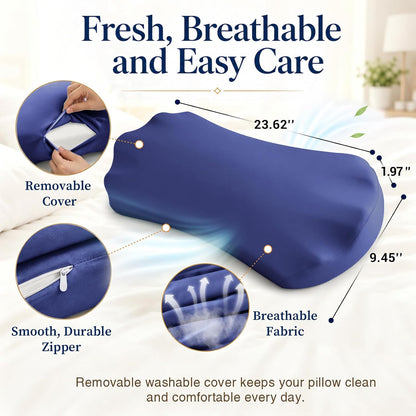 Fledano Lumbar Support Pillow for Bed – Memory Foam Lower Back Pain Relief Pillow for Sleeping, Ergonomic Lumbar Pillow for Side & Back Sleepers, Sciatica & Hip Pain Relief, Washable Cooling Cover
