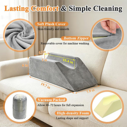 Leg Elevation Wedge Pillow for After Surgery, Knee Pillow Foam Leg Support for Sleeping , Elevating Cushion for Legs Swelling, Leg Elevator Positioning Wedge for Ankle Surgery Recovery (19.7" Long)