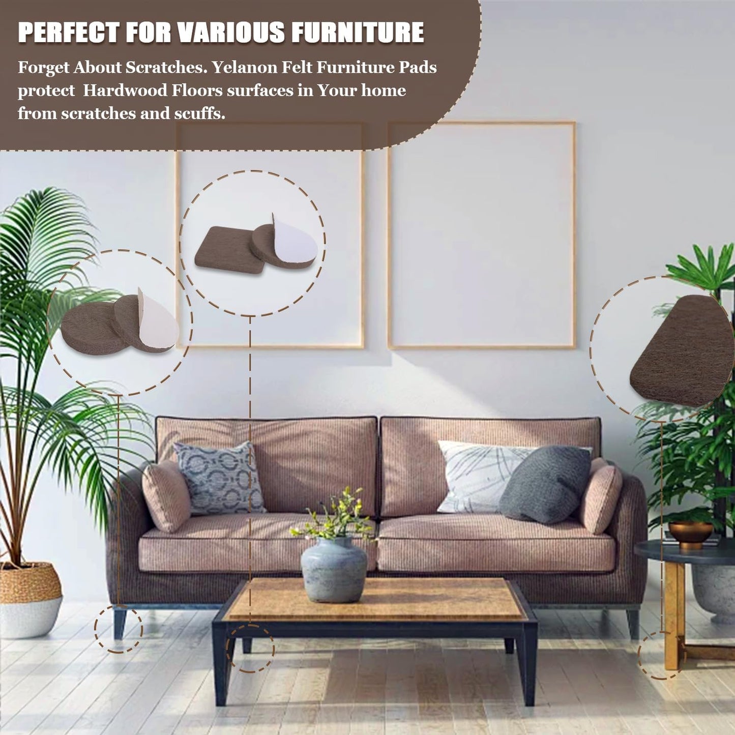 Felt Furniture Pads -182 Pcs Premium Felt Pads for Chair Legs Furniture, Floor Protectors for Hardwood Floors, Black