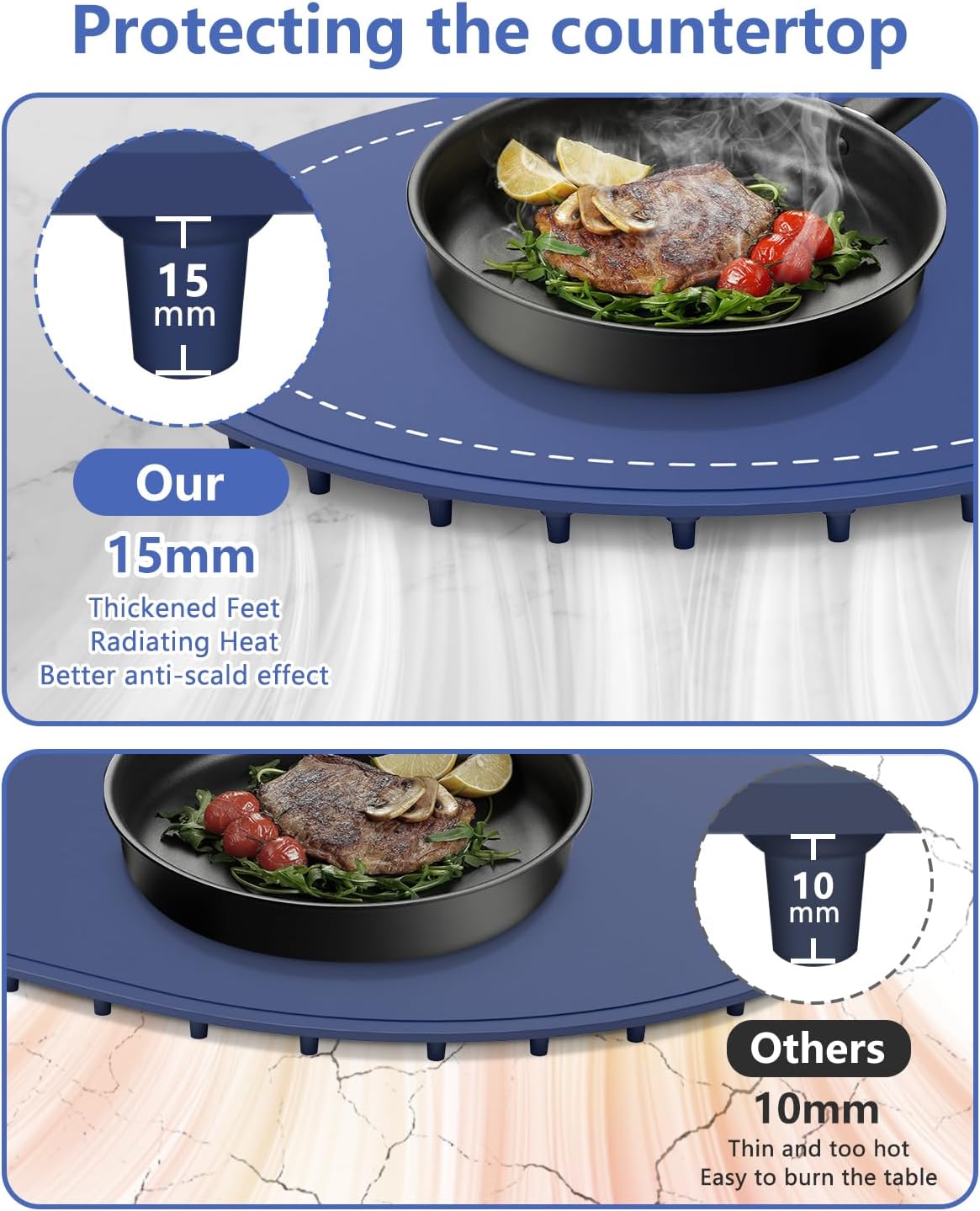 seenlast Warming Mat for Food with Adjustable Temperature Timer,10S Fast Heating Silicone Food Warmers for Parties Buffet and Home Daily,Food Warming Mat with Insulating Pad Raised Feet Protects Table