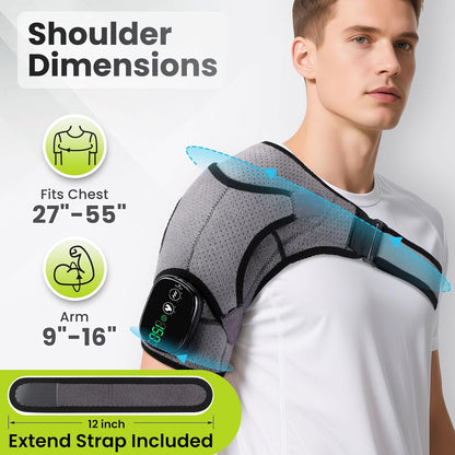 Cordless Shoulder Heating Pad with Vibration for Rotator Cuff Pain Relief, Arm Heated Massage Pad, Shoulder Support Brace with 3 Heating Levels & Vibration, Left or Right