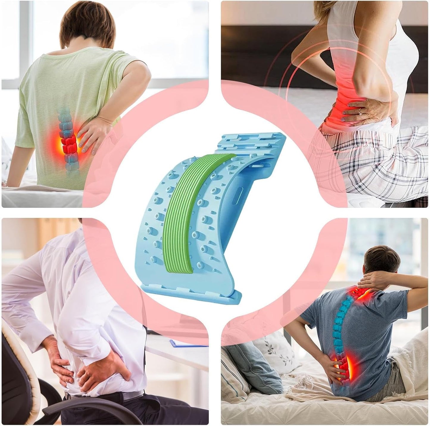 Lower Back Stretcher 3-Level Adjustable Lumbar Spine Massager Corrector | Back Board Stretcher Muscle Release Fitness Body Recovery for Men Athlete Sleeping Exercise Yoga Workout Home