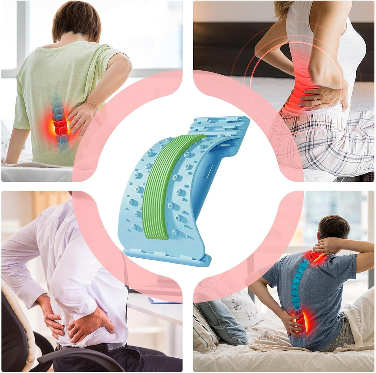 Lower Back Stretcher 3-Level Adjustable Lumbar Spine Massager Corrector