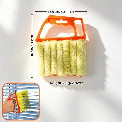 Blind Cleaner Brush with Detachable Microfiber Sleeves, Ergonomic Handle, 7-Finger Duster for Blinds, Air Vents, Car Vents, 5.31 x 6.3 Inch