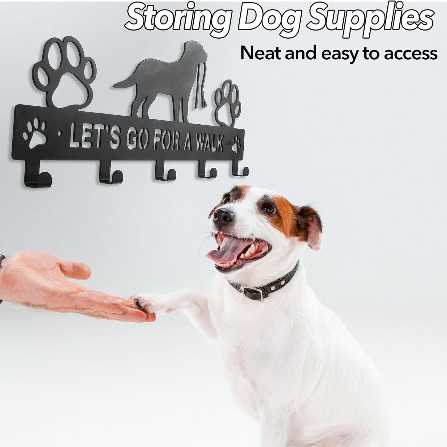 Iron Dog Leash Holder for Wall with 5-Hooks, Doorway Dog Hooks, Dog Accessory Holder