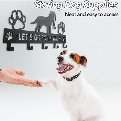 Iron Dog Leash Holder for Wall with 5-Hooks, Doorway Dog Hooks, Dog Accessory Holder