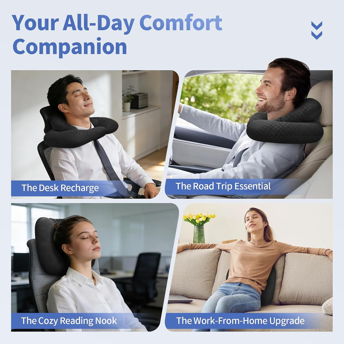 2-Layer Neck Pillow for Office, Recliner & Car -Breathable,Washable