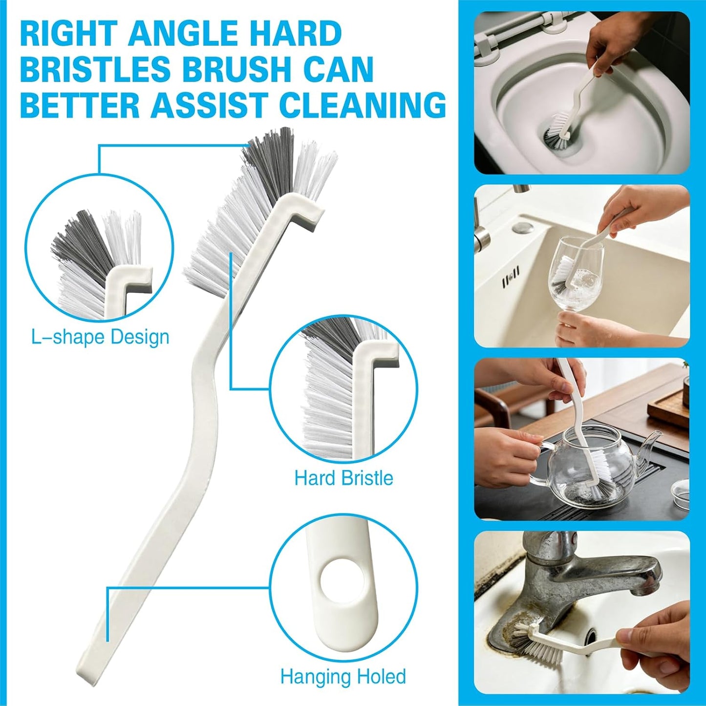King Origin 12 PCS Home Crevice Cleaning Brush Set | Kitchen Bathroom Cup Lid Straw Dryer Vent Gap Cleaning Tools Household Cleaning Supplies