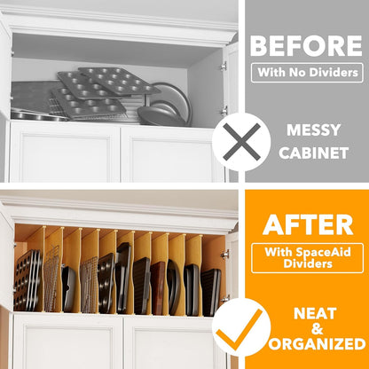 SpaceAid 6 Pack Tray Dividers for Cabinets, Pressboard Kitchen Cookie Baking Sheet Organizer for Cabinet, Vertical Pan and Trays Organizers for Pantry Storage