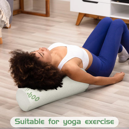 Bucherry 2 Pcs 18 x 4 Inches Cervical Neck Roll Memory Foam Pillow Cylinder Bolster Pillow for Bed Round Neck Support with Removable Washable Cover for Sleeping Travel Yoga Legs Back Lumbar