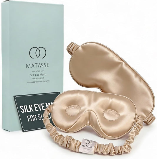 MATASSE 100% Mulberry Silk Sleep Mask, Champagne
