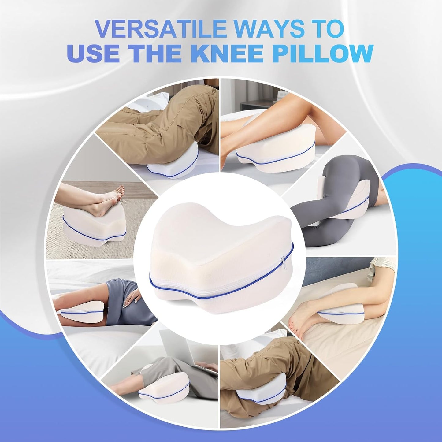 Knee Pillow for Side Sleepers for Back Pain,Leg Pillow for Side Sleepers, Memory Foam Cushion Knee Support Pillows,Pain Relief, Pregnancy Travel Pillow with Extra Washable Cover