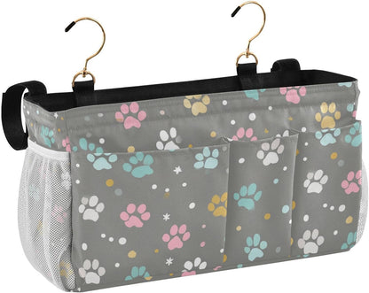 Bedside Caddy Hanging Bunk Bed Caddy Bed Organizer Hanging Pocket with 2 Hooks Bedside Storage Organizer Pocket Bag Holder Checkered Light Green - Colors B