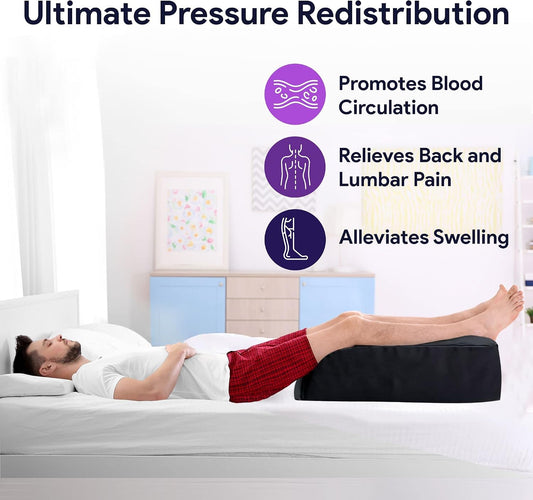 ProHeal Heel Elevation Pillow - Gel Infused Memory Foam Wedge Pillows - Relief for Heel Pain and Pressure Ulcer - Treatment for Knee, Back, and Leg Blood Circulation - 24” x 16” x 7” x 5.5”