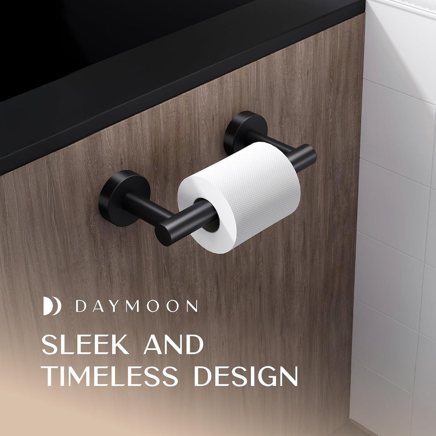 Day Moon™ - Toilet Paper Holder with Shelf - Modern Roll Holder for Bathroom - 1 Pack - Wall Mount - with Storage, Gold