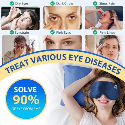 Silk Cordless Heated Eye Mask, Washable Heat Eye Compress for Dry Eye Electric Eye Heating Pad Warm Eye Mask for Eye Fatigue Stye Sinus Blepharitis MGD Gifts for Men Women - MerSun