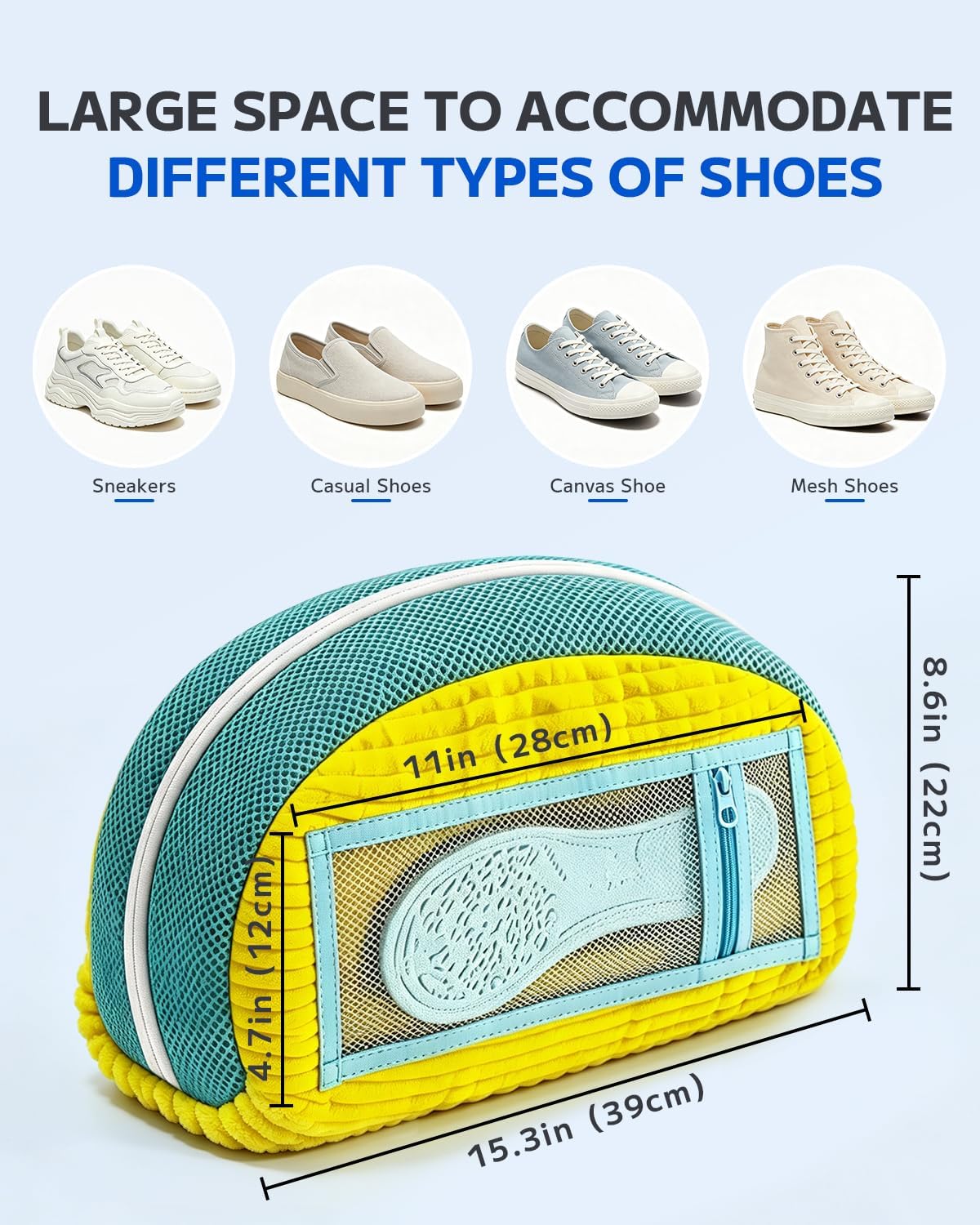 Shoe Washing Bag, Laundry Shoe Bag for Washer and Dryer, Sneaker Cleaning Protection Bag for Tennis, Casual, Athletic Shoes, with Mesh Pocket for Insoles, Self-Locking Zipper (Grey 2pcs)