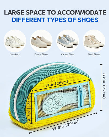 Shoe Washing Bag, Laundry Shoe Bag for Washer and Dryer, Sneaker Cleaning Protection Bag for Tennis, Casual, Athletic Shoes, with Mesh Pocket for Insoles, Self-Locking Zipper (Grey 2pcs)