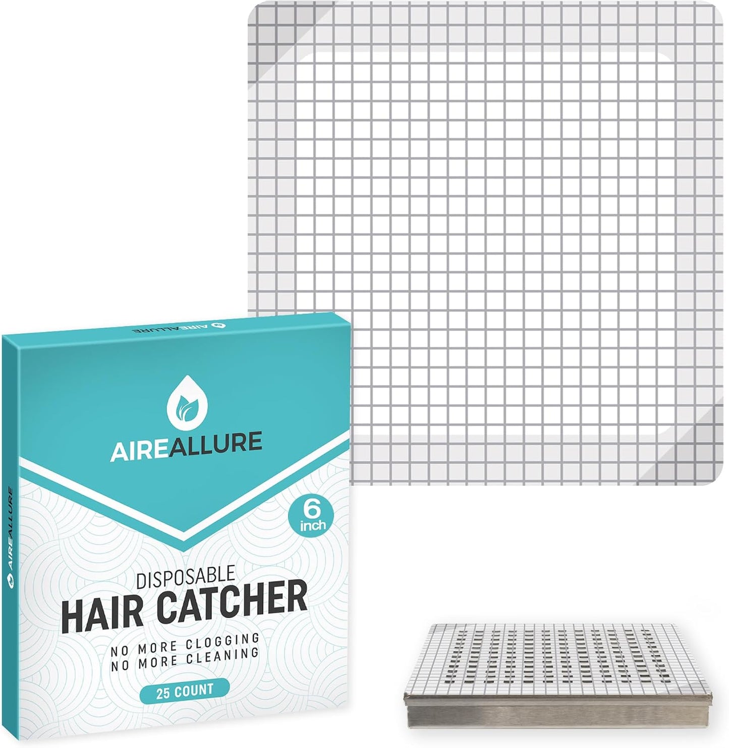 25 Pack Disposable Shower Drain Hair Catcher Mesh Stickers - Peel & Stick Drain Strainers to Prevent Clogs, Strong Waterproof Adhesive, Mess-Free Disposable Drain Covers for Shower & Bathtub