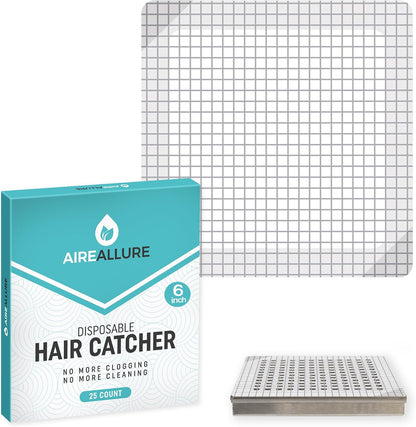 25 Pack Disposable Shower Drain Hair Catcher Mesh Stickers - Peel & Stick Drain Strainers to Prevent Clogs, Strong Waterproof Adhesive, Mess-Free Disposable Drain Covers for Shower & Bathtub