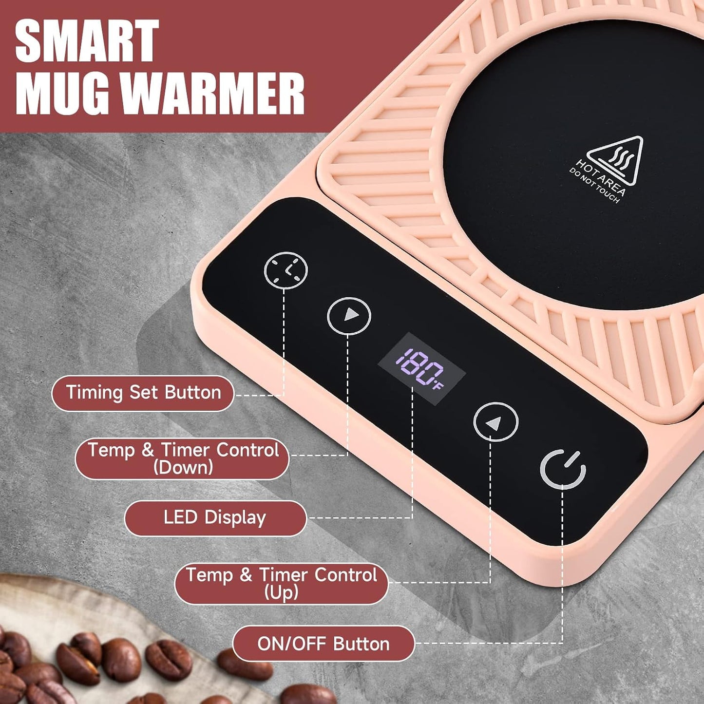 Mug Warmer - Electric Coffee Mug Warmer with Timer,Coffee Cup Warmer for Desk Auto Shut Off,Smart 6-Temperature Control, Coffee Accessories for Coffee Lovers, White | Coffee Cup Warmer for Desk Auto Shut Off,Smart 6-Temperature Control, Coffee