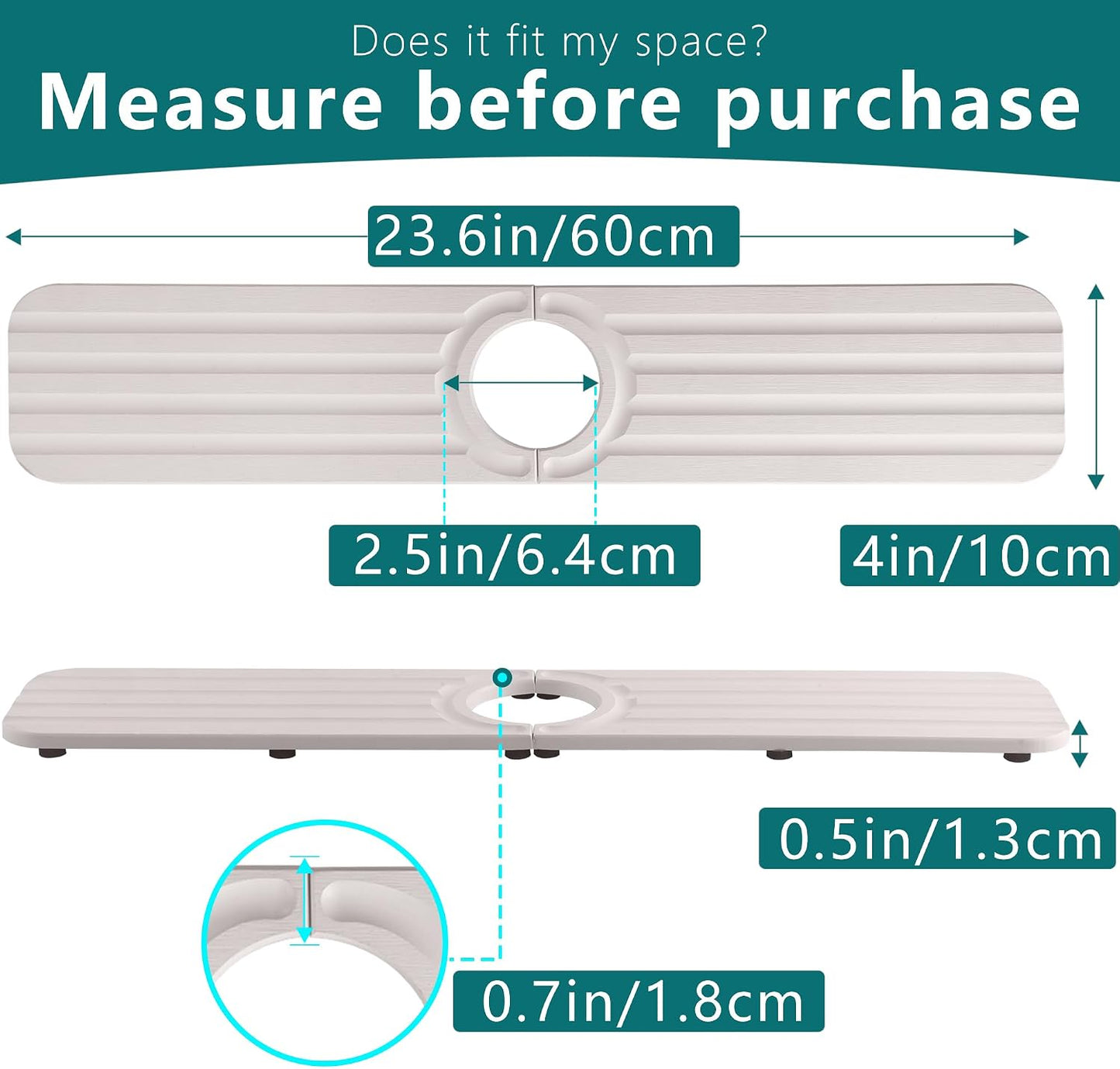 Water Absorbing Stone Kitchen Sink Mat Faucet Splash Guard for Bathroom | Quick Dry, Raised Feet, Diatomaceous Earth, Stone Faucet Mat, Sink Protector for Counter, Sink Accessories, Bathroom Decor